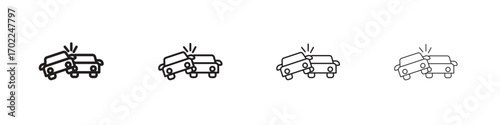 Car crash icon vector graphics. black style vector icons