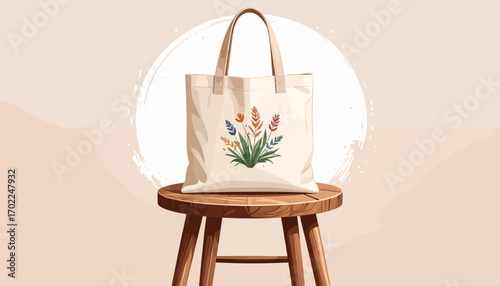 Elegant Floral Tote Bag with Natural Design for Everyday Use