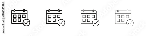 Calendar check icon vector graphics. black style vector icons