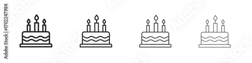 Cake birthday icon vector graphics. black style vector icons
