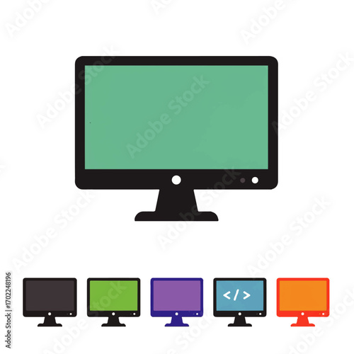 Flat Monitor Screen Icon for Programming and Development