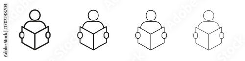 Book open reader icon vector graphics. black style vector icons