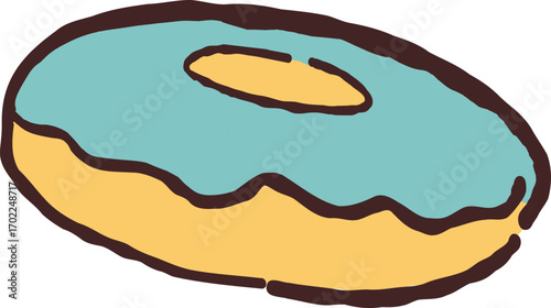 Hand Drawn Colorful Donut, Birthday Cake