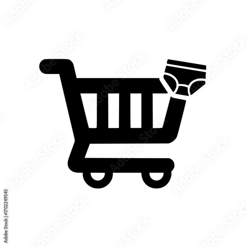 Fashion shopping cart with underwear icon for clothing store ecommerce and digital retail