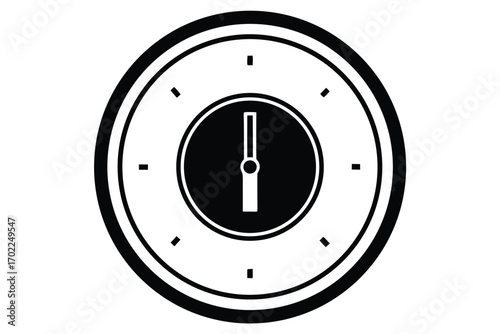 Minimalist Round Clock Design On White Backdrop With Short Hand