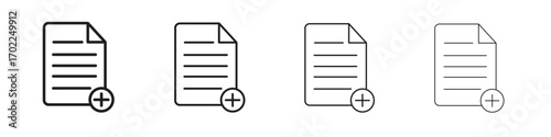 Add document icon vector graphics. black style vector icons