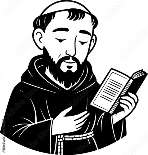 Hand drawn illustration of Saint Francis of Assisi..
