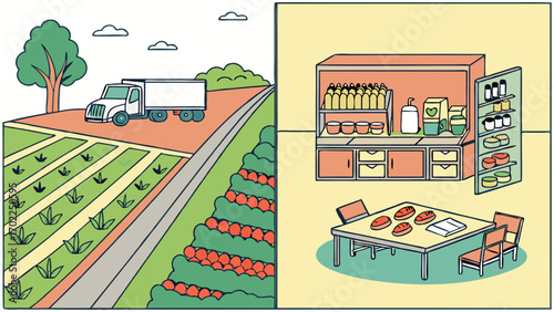 Farm Fresh Produce Delivery and Market Stand with Baked Goods