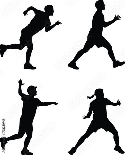 Dynamic silhouettes of athletes running and training in motion capturing athletic energy