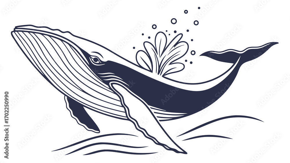 Obraz premium Majestic Whale in Dynamic Oceanic Pose