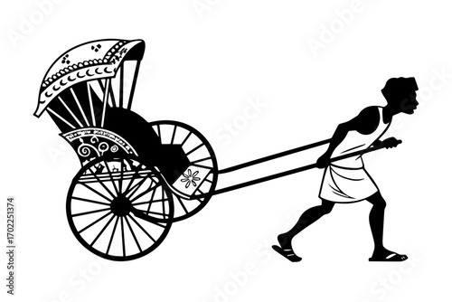 rickshaw-puller-dragging-a-traditional-hand-rich pure white background