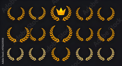 gold laurel wreath illustration, golden laurel wreath design, laurel wreath gold illustration, victory wreath illustration, award laurel illustration, success symbol wreath design, champion wreath ill