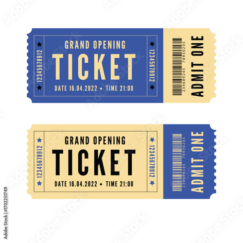 Vintage and simple tickets for events, theater, circus, cinema and shows