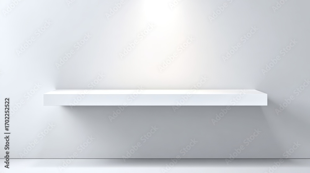custom made wallpaper toronto digitalMinimalist White Shelf on Wall with Spotlight: Perfect for Product Display and Mockups in Modern Interiors