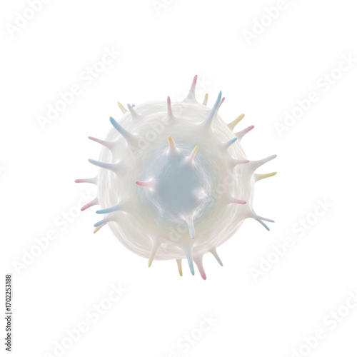 3D pastel white blood cell, no shadows, minimal 3D floating, pastel colors, isolated PNG