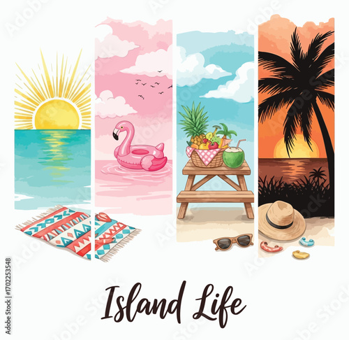 summer holiday background with palm trees