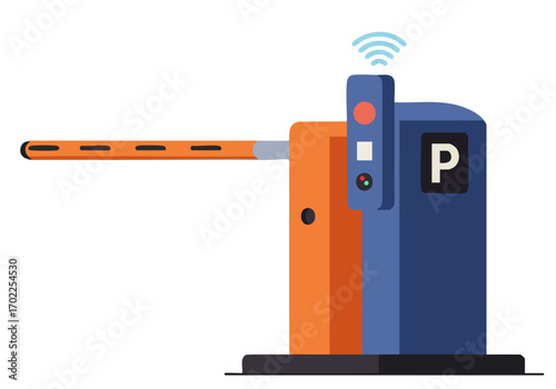 modern smart access point controls a parking barrier Clean lines bright colors and a minimalist design create a professional and technologically advanced visual Suitable for business and tech themes