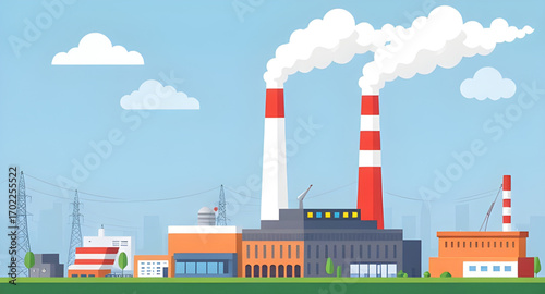 factory cartoon art, cartoon pollution concept, industrial area cartoon, cartoon skyline factory, cartoon factory with chimneys, cartoon smoke puff, cartoon air pollution, factory drawing cartoon, car