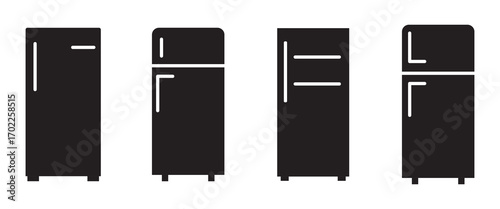 Fridge icon vector set. Refrigerator icon, vector logo. Silhouette of refrigerator, Fridge symbol and sign. Electronic equipment Vector illustration of fridge.