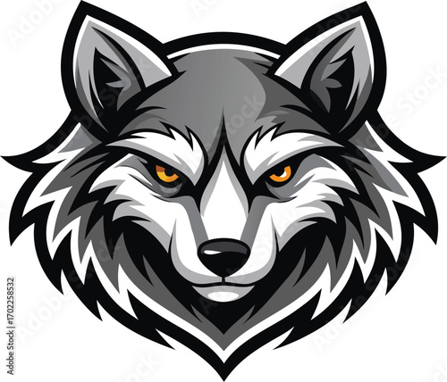 Wild predator wolf head vector illustration, a powerful animal mascot