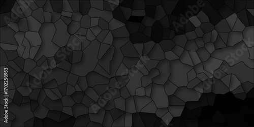 Dark grey abstract geometric mosaic pattern with subtle shading and black outlines creating a textured background for design