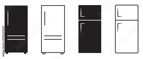 Fridge icon vector set. Refrigerator icon, vector logo. Silhouette of refrigerator, Fridge symbol and sign. Electronic equipment Vector illustration of fridge.