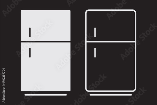 Fridge icon vector set. Refrigerator icon, vector logo. Silhouette of refrigerator, Fridge symbol and sign. Electronic equipment Vector illustration of fridge.