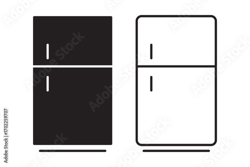 Fridge icon vector set. Refrigerator icon, vector logo. Silhouette of refrigerator, Fridge symbol and sign. Electronic equipment Vector illustration of fridge.