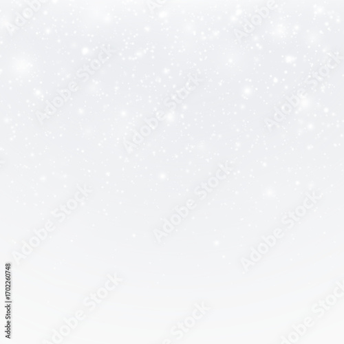 Snow and frost with shining snowflakes, cold winter background. Shimmering ice crystals in the sky.