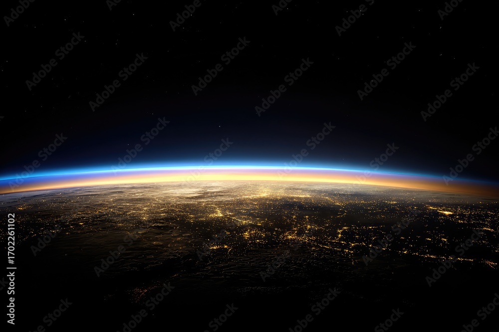 Obraz premium Earths Night Lights - A Stunning View from Space, City Glows.