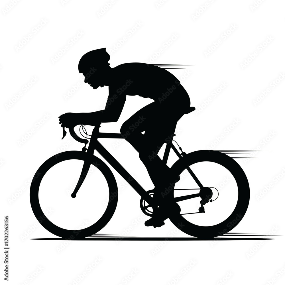 Fototapeta premium Silhouette of a cyclist riding a mountain bike isolated on transparent background