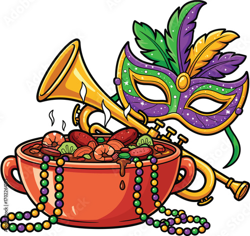Cartoon Gumbo with New Orleans Festival Props