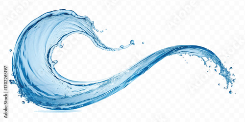 realistic 3d fresh water splash in wavy style isolated on transparent background
