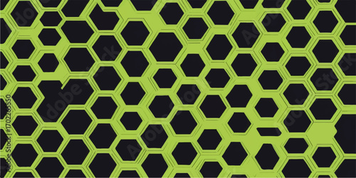 A vibrant green hexagonal honeycomb pattern with a seamless geometric design