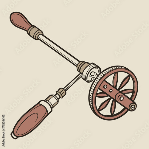 Vintage Hand Crank Drill Illustration