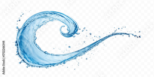 realistic 3d fresh water splash in wavy style isolated on transparent background
