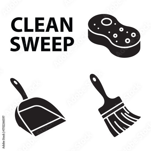 Cleaning tool vector symbol set