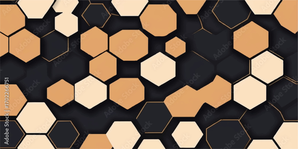 Obraz premium Seamless giraffe skin pattern with hexagonal honeycomb design backdrop