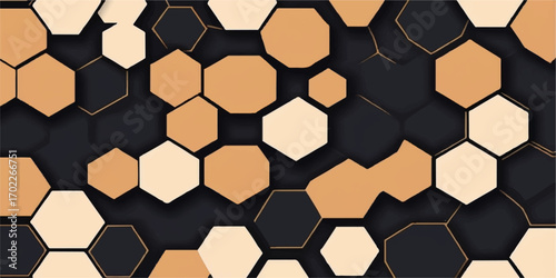 Seamless giraffe skin pattern with hexagonal honeycomb design backdrop