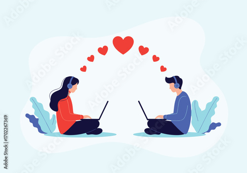 Online communication fosters romantic connections between distant couples through virtual interaction