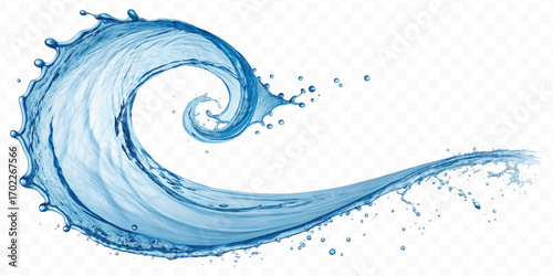 realistic 3d fresh water splash in wavy style isolated on transparent background
