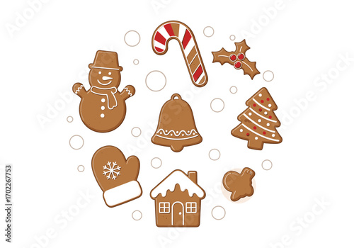 Festive homemade gingerbread cookies decorated for the holiday season celebration