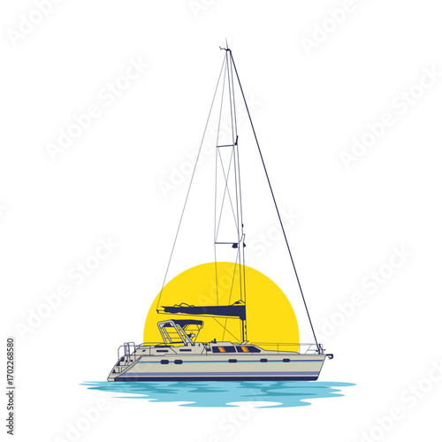 Sail boat trip illustration, perfect for t shirt design 