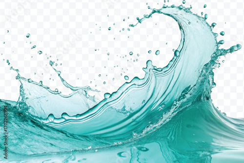 realistic 3d fresh water splash in wavy style isolated on transparent background
