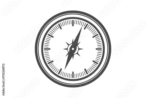 Simple Compass Isolated on White Background Navigation Tool