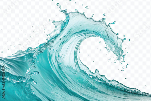 realistic 3d fresh water splash in wavy style isolated on transparent background
