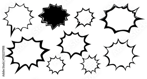 comic conversation bubbles, speech bubble artwork, text balloon icons, bubble callouts set, simple speech bubbles, vintage comic bubbles, bubble illustration set