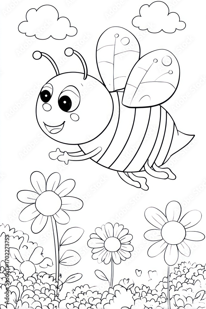Obraz premium Cute bee coloring page