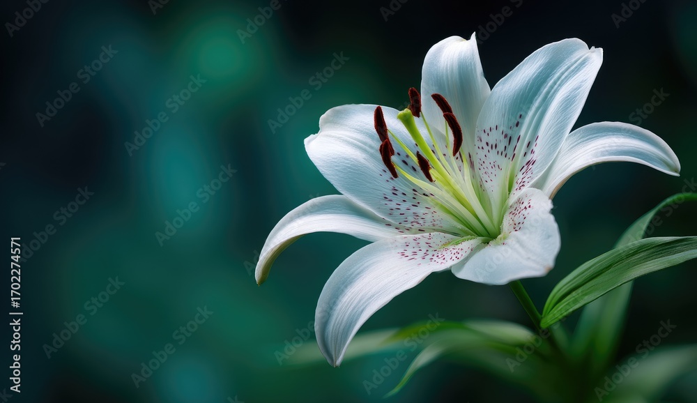 Fototapeta premium Soft white lily, dark backdrop