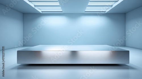 Wallpaper Mural Minimalist Interior Design Featuring a Metallic Platform in a Clean, Modern Space with Subtle Lighting Torontodigital.ca